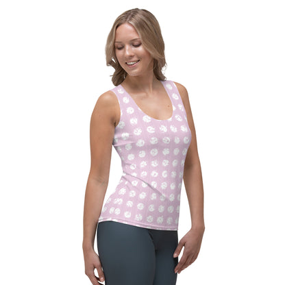 Women's White Polka Dot Pink Tank Top