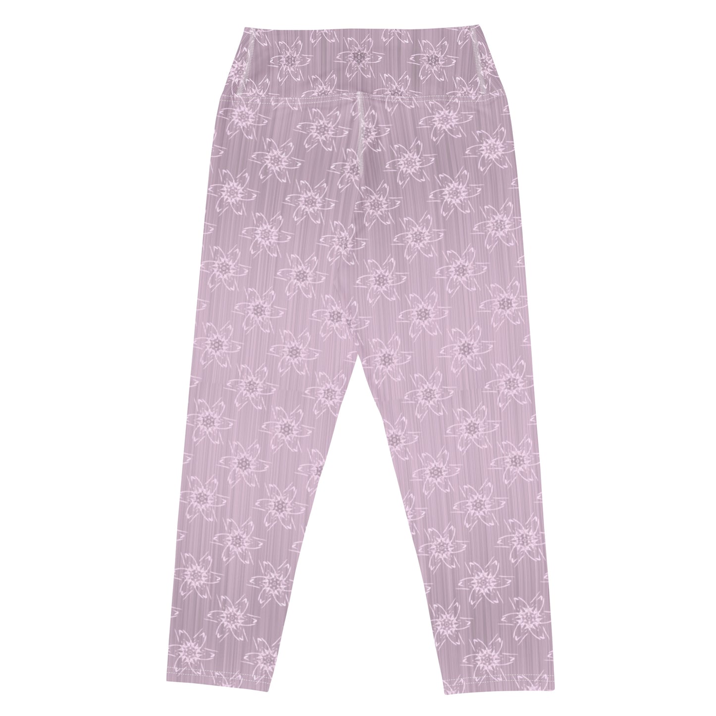 Women's Light Pink Floral Yoga Capri Leggings