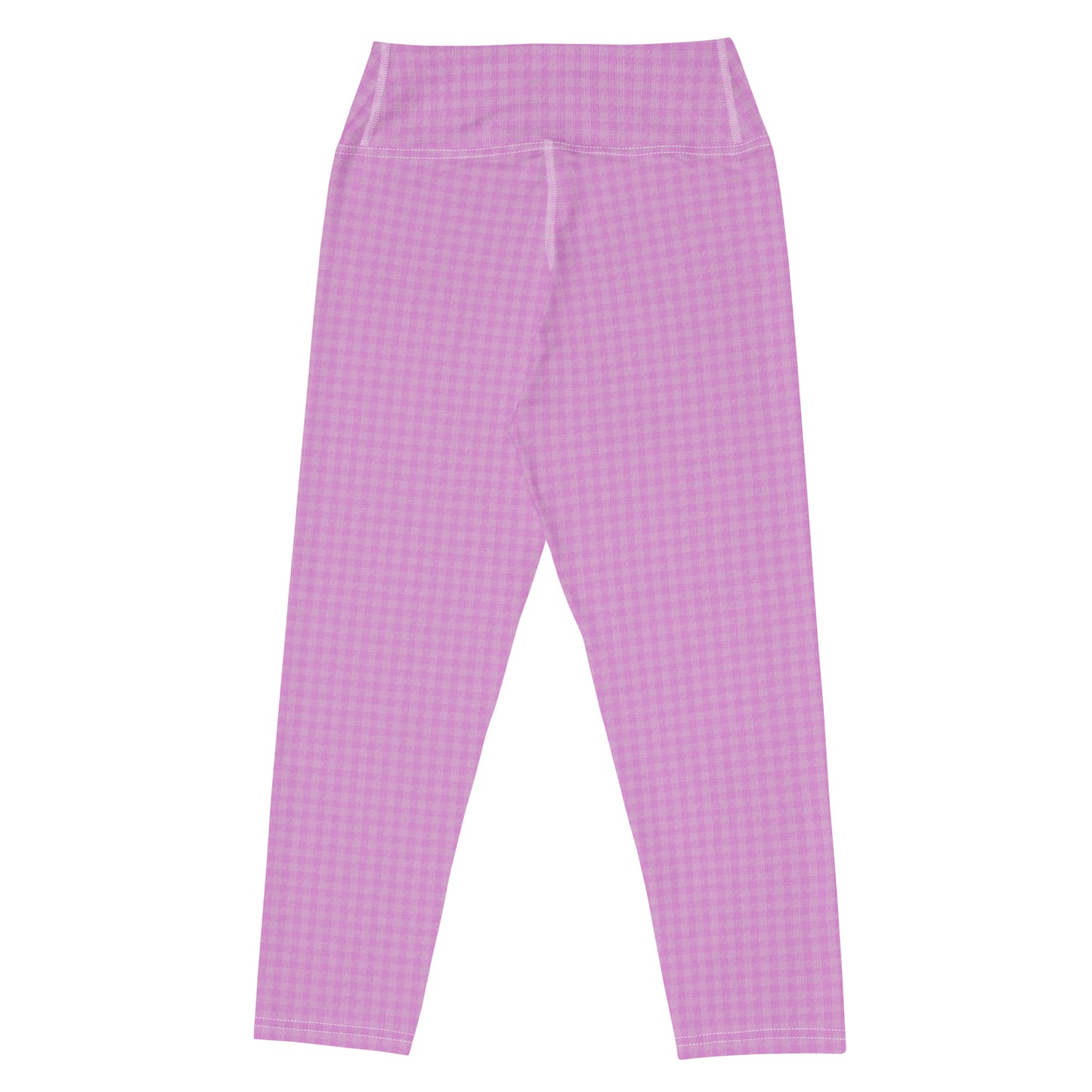 Women's Yoga Capri Leggings Pink Houndstooth-Gingham Mix