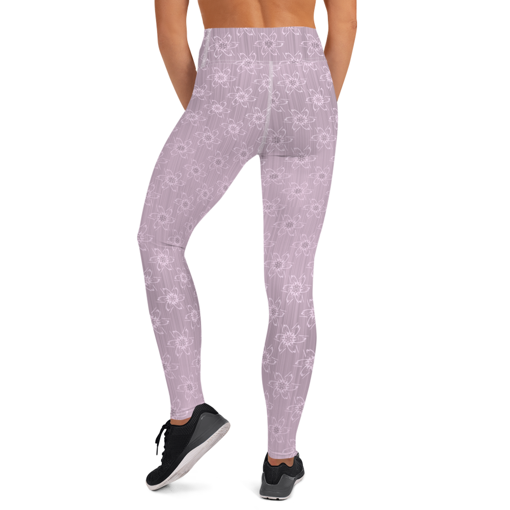 Women's Light Pink Floral Yoga Leggings