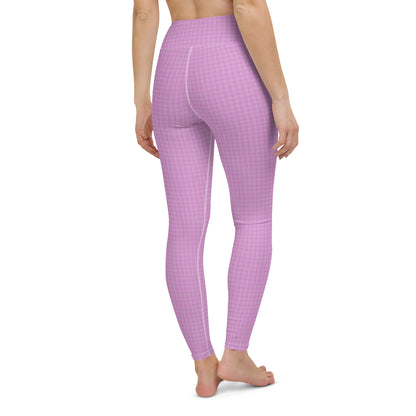 Women's Yoga Leggings Pink Houndstooth-Gingham Mix