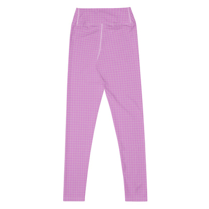 Women's Yoga Leggings Pink Houndstooth-Gingham Mix