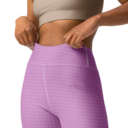 Women's Yoga Leggings Pink Houndstooth-Gingham Mix