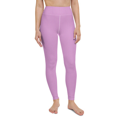 Women's Yoga Leggings Pink Houndstooth-Gingham Mix