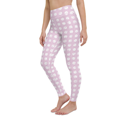 Women's White Polka Dot Pink Yoga Leggings