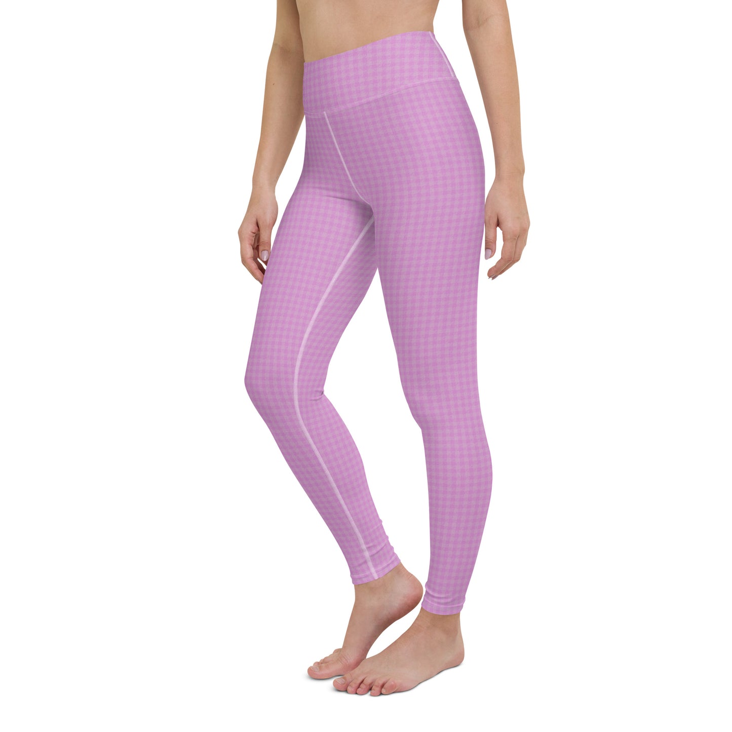 Women's Yoga Leggings Pink Houndstooth-Gingham Mix