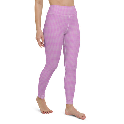 Women's Yoga Leggings Pink Houndstooth-Gingham Mix