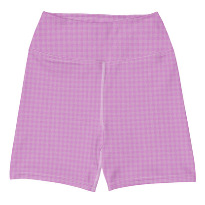 Women's Yoga Shorts Pink Houndstooth-Gingham Mix