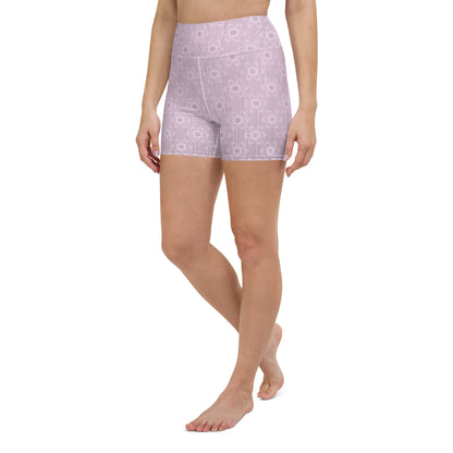 Women's Light Pink Floral Yoga Shorts