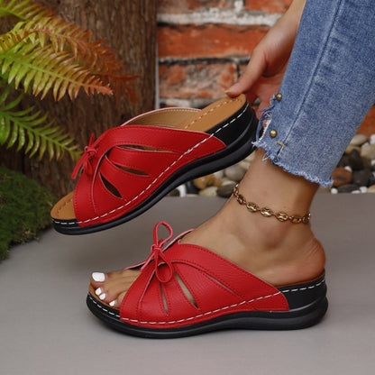 Tied Open Toe Low Heel Sandals