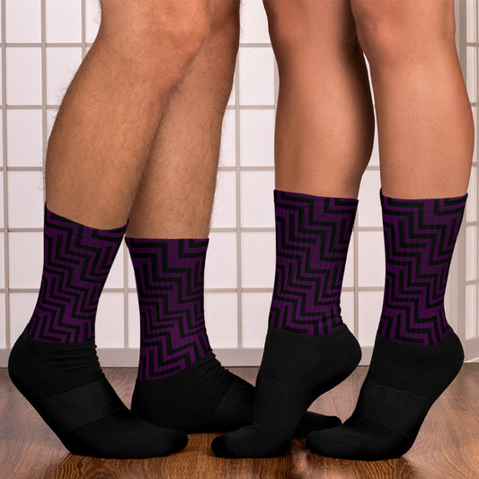 Socks Purple & Black Zig Zag Print