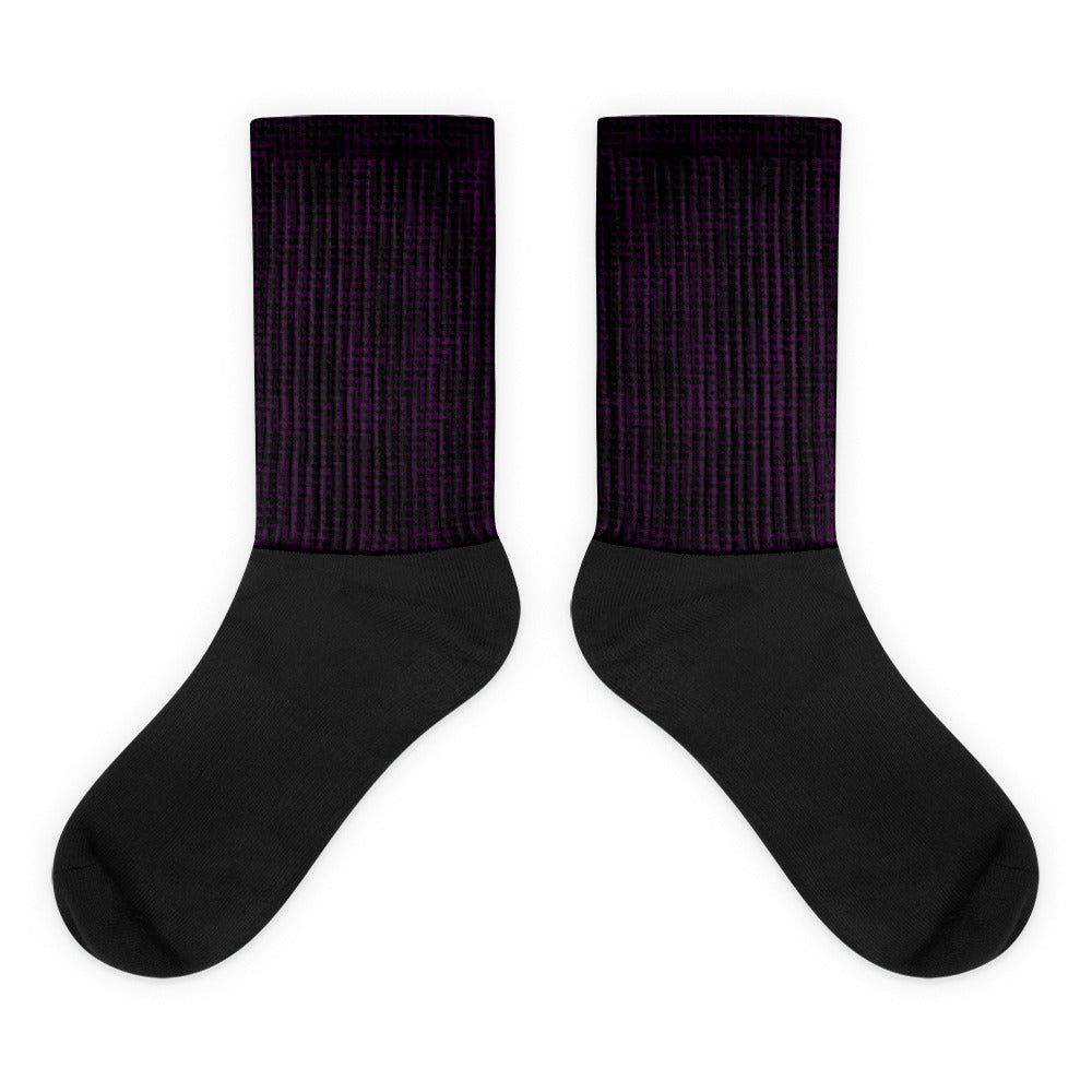 Unisex Socks Black & Purple Houndstooth-Gingham Mix