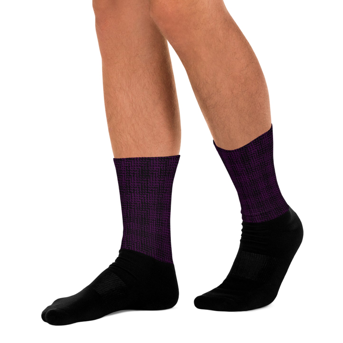 Unisex Socks Black & Purple Houndstooth-Gingham Mix