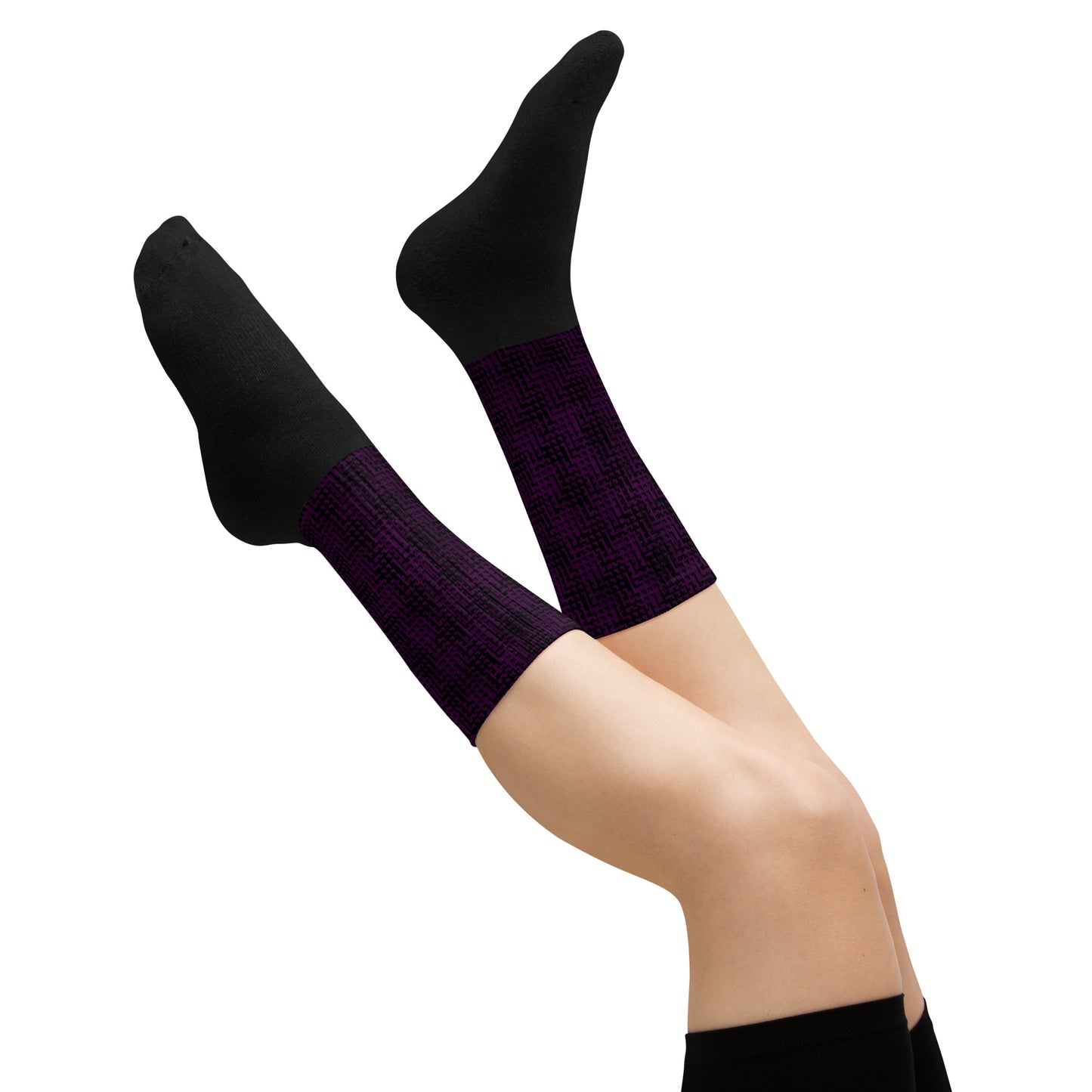 Unisex Socks Black & Purple Houndstooth-Gingham Mix