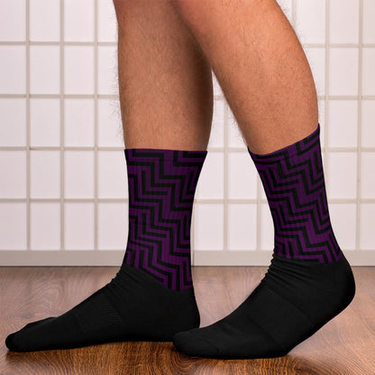 Socks Purple & Black Zig Zag Print