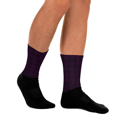 Unisex Socks Black & Purple Houndstooth-Gingham Mix