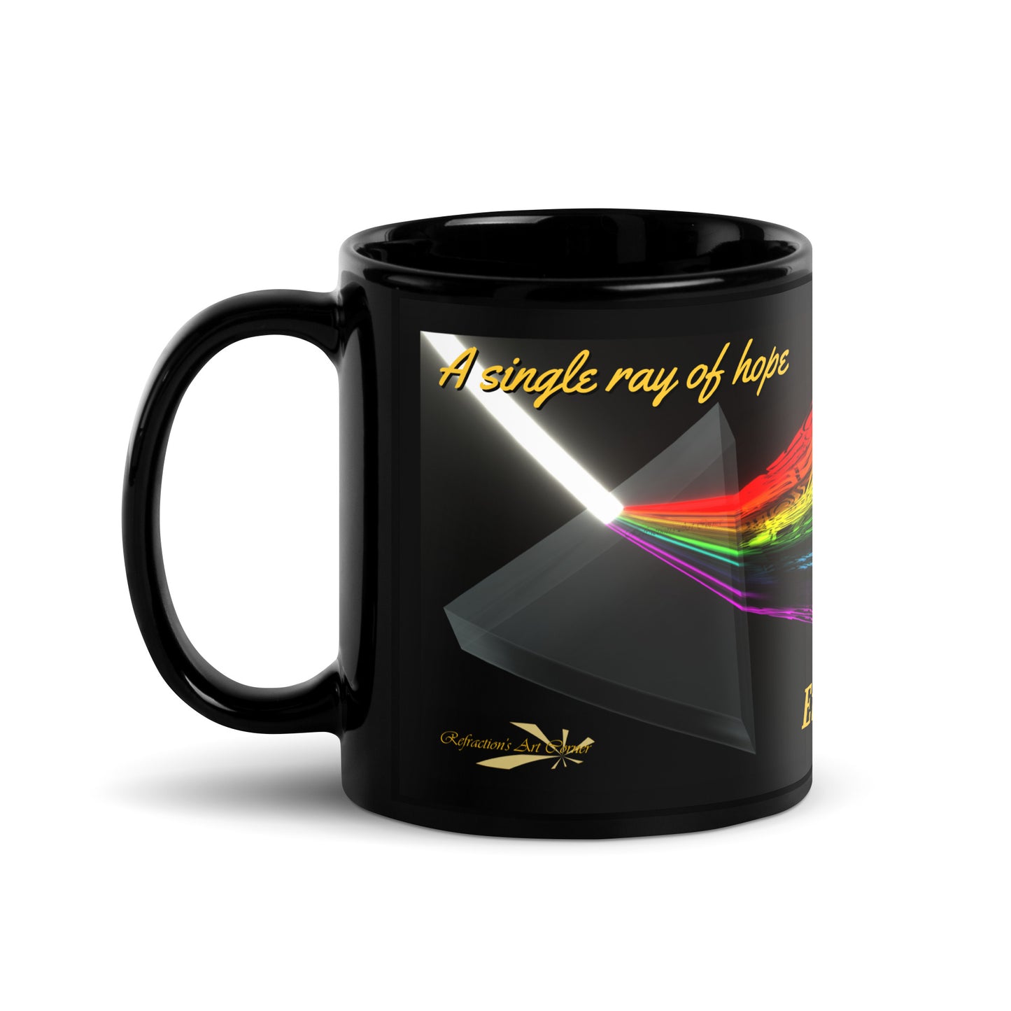 Black Glossy Mug Artistic Refraction - Hope