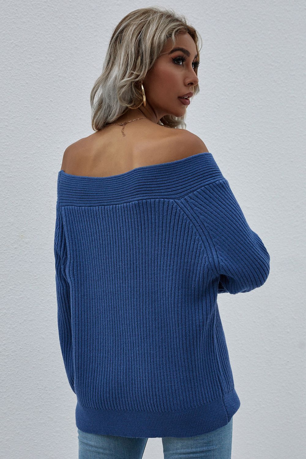 Off-Shoulder Rib-Knit Sweater