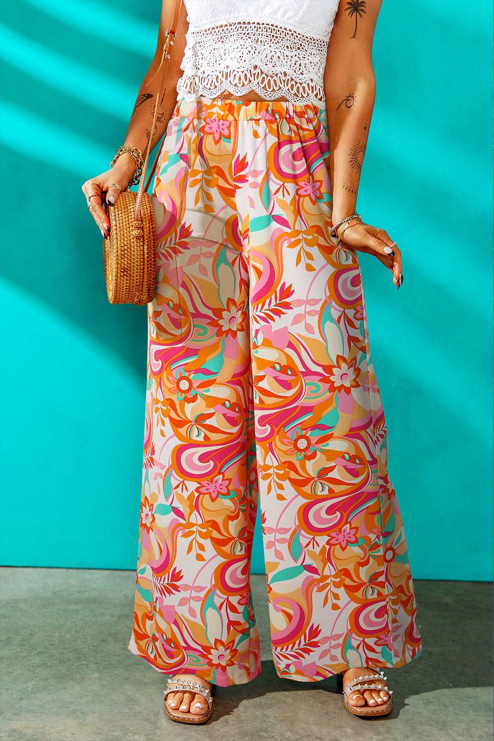 Floral Wide Leg Pants