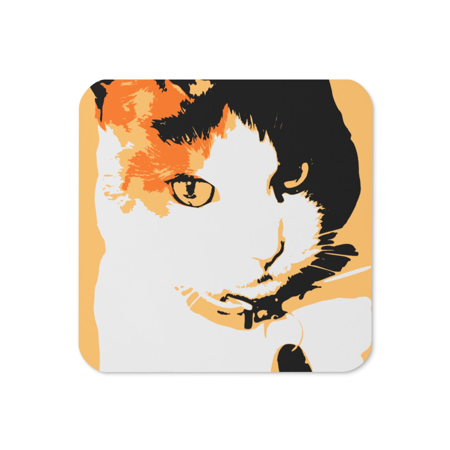 Cork-back Coaster Cat Print Chardonnay Single Piece