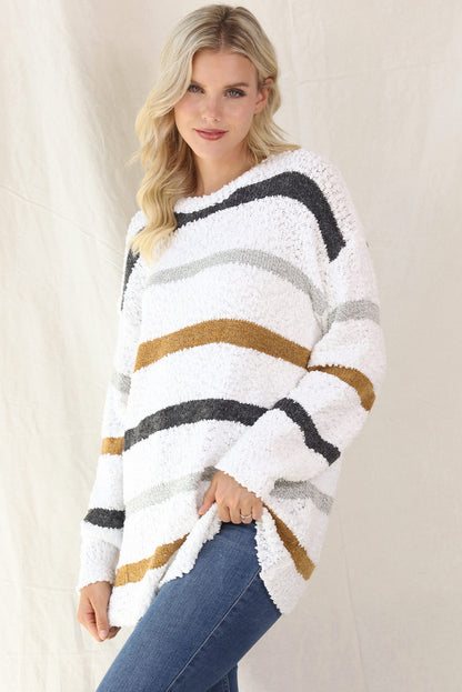 Striped Round Neck Long Sleeve Sweater