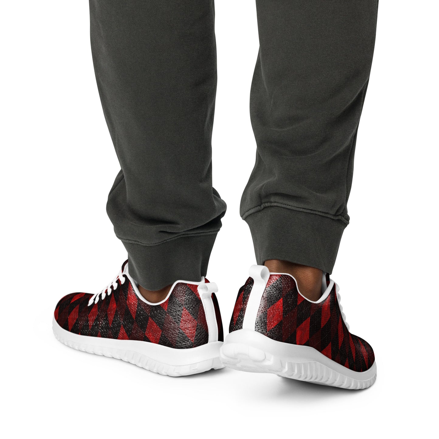 Men’s Athletic Shoes Red Argyle