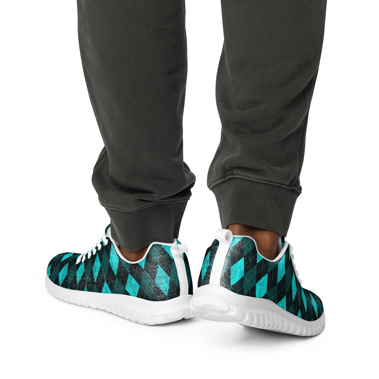 Men’s Athletic Shoes Teal Argyle