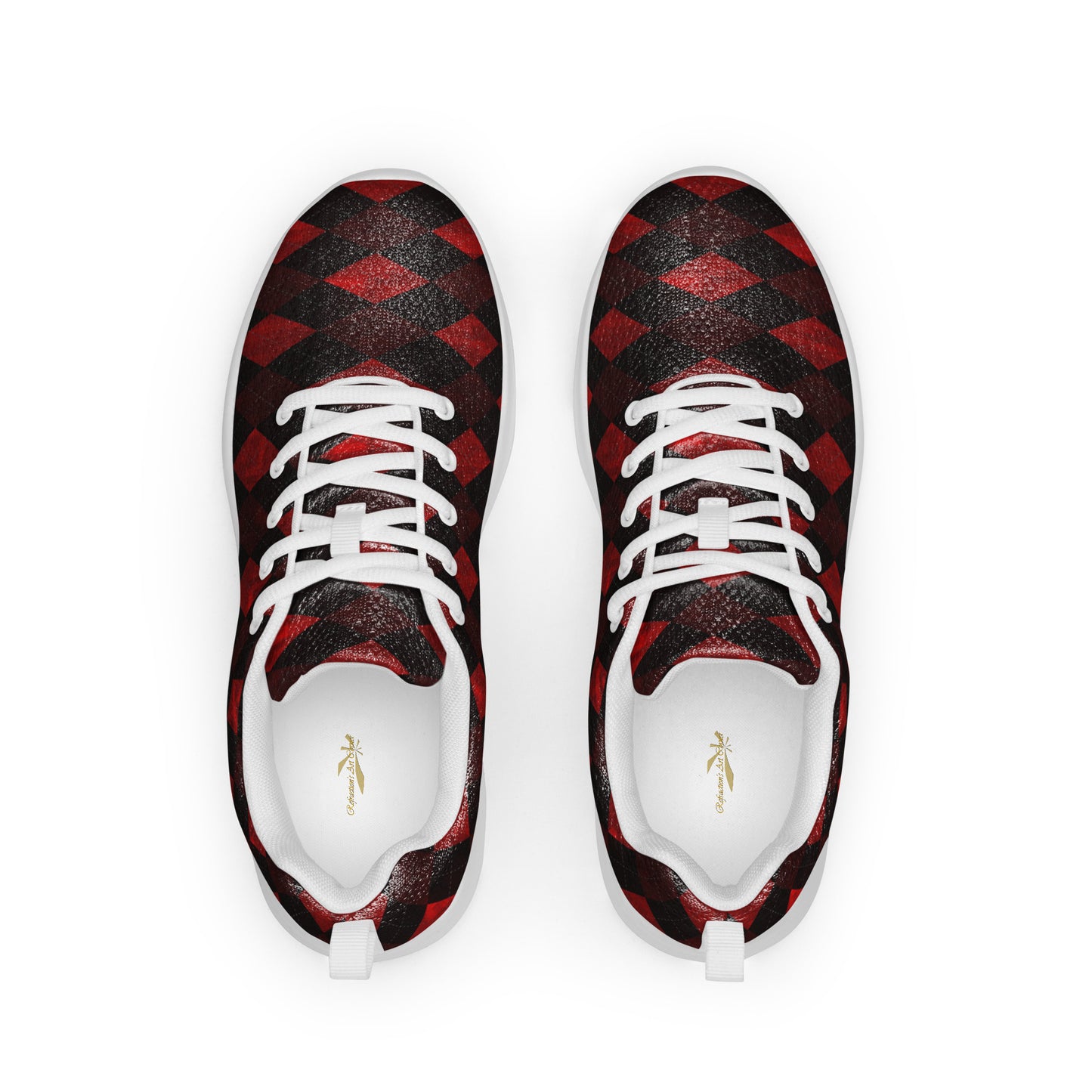 Men’s Athletic Shoes Red Argyle