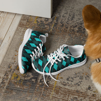 Men’s Athletic Shoes Teal Argyle