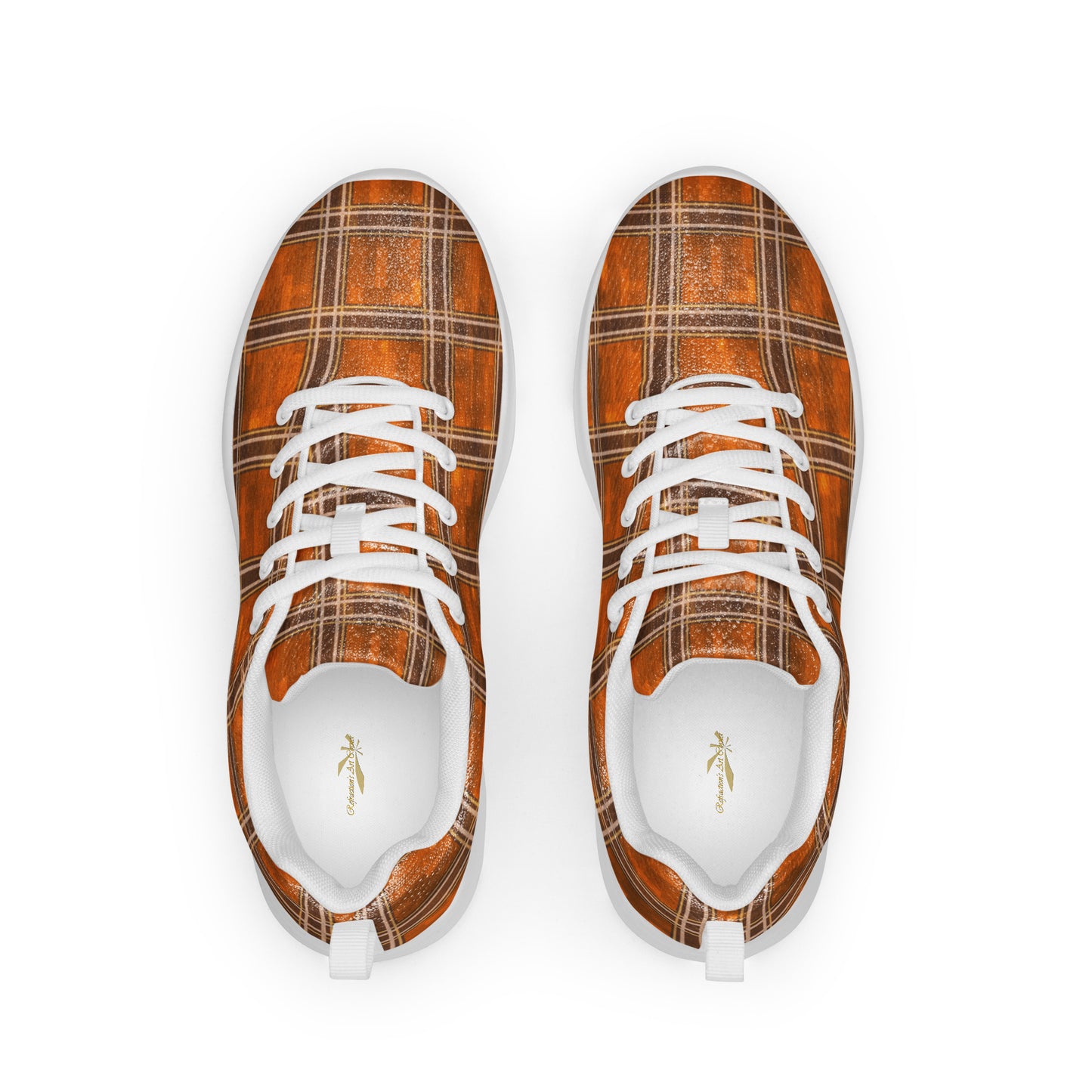 Men’s Athletic Shoes Orange Plaid