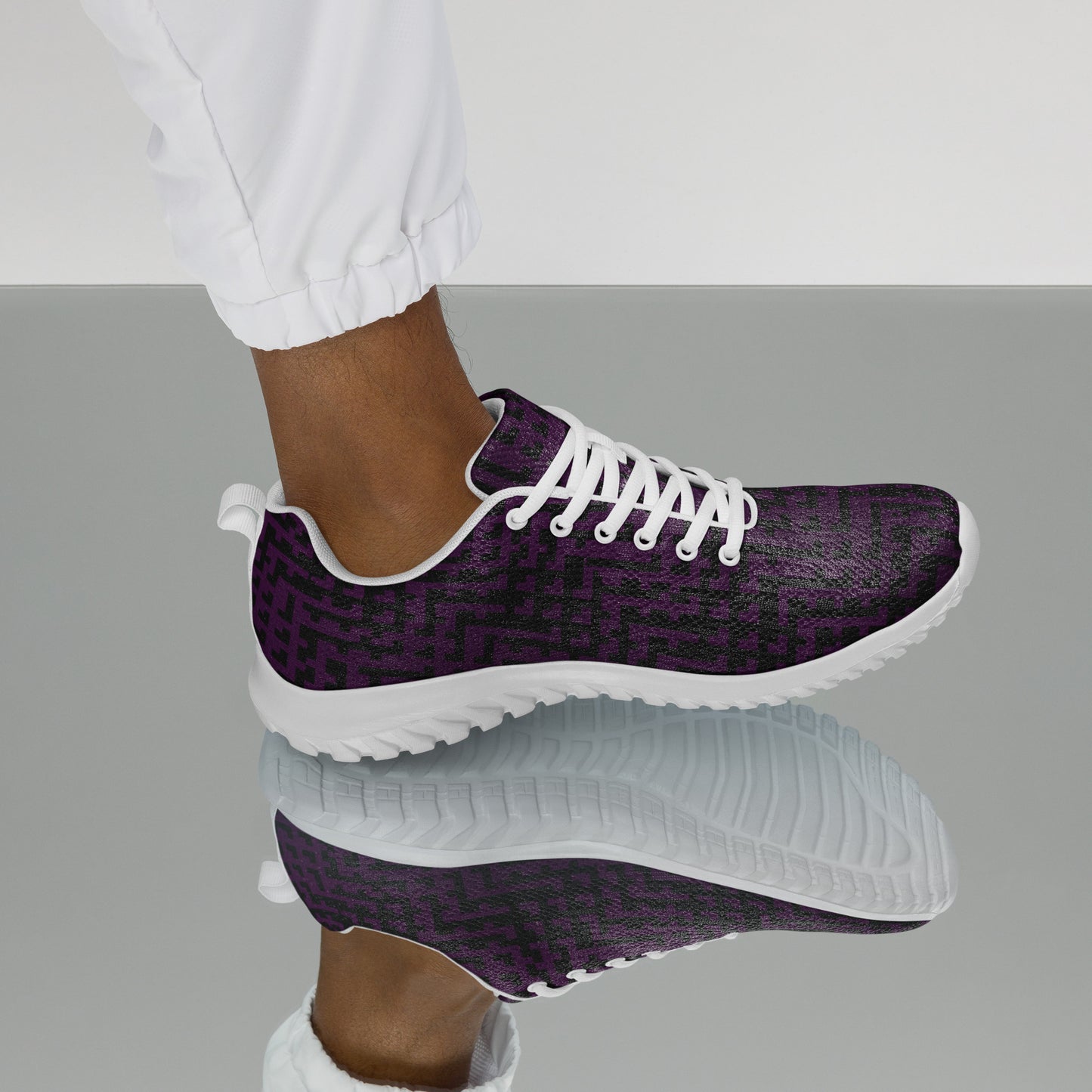 Men’s Athletic Shoes Black & Purple Houndstooth-Gingham Mix