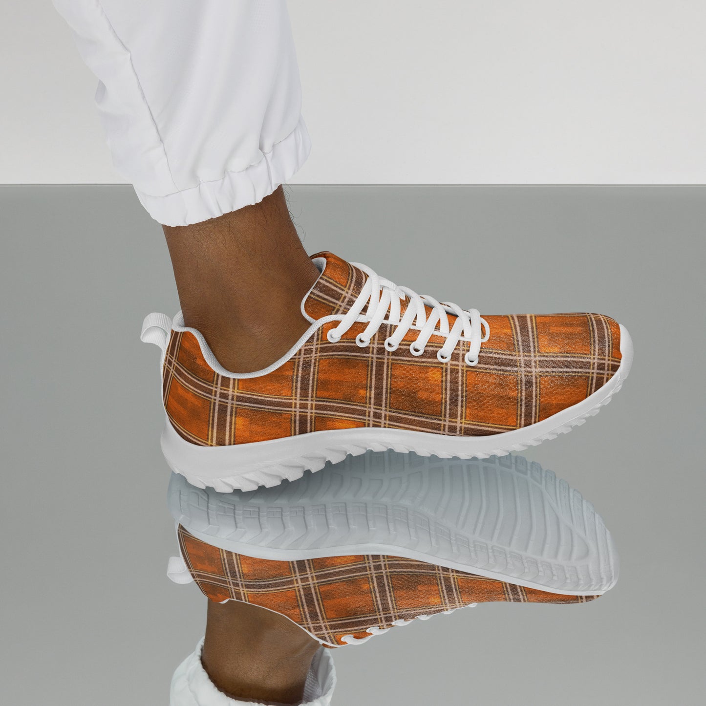 Men’s Athletic Shoes Orange Plaid