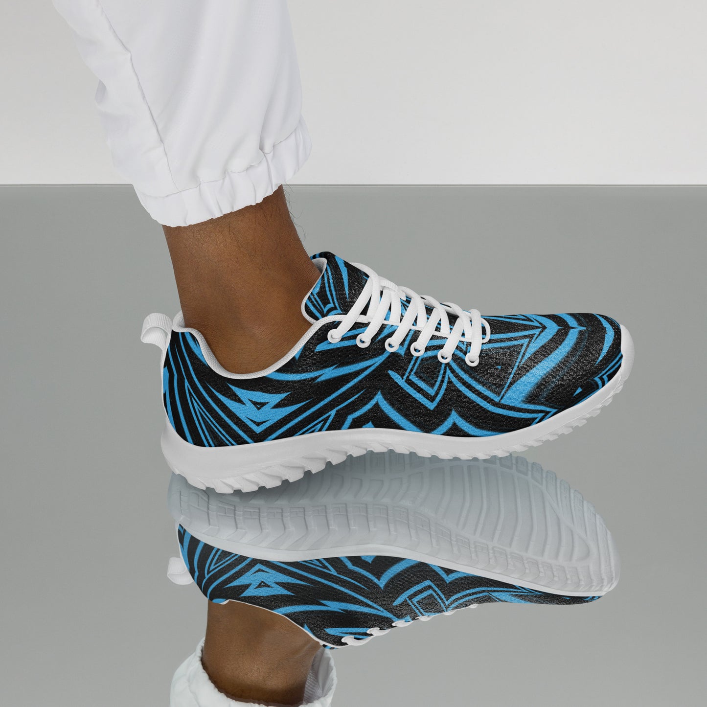 Men’s Athletic Shoes Blue Abstract Geometric