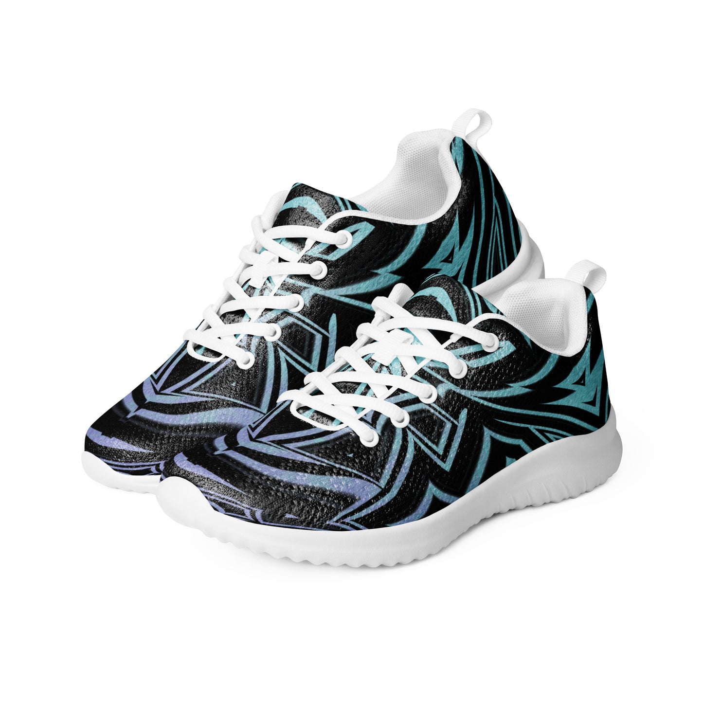 Men’s Athletic Shoes Blue Abstract Geometric Ombre