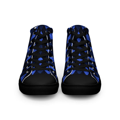 Men’s High Top Canvas Shoes Blue Argyle