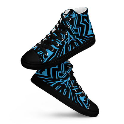 Men’s High Top Canvas Shoes Blue Abstract Geometric