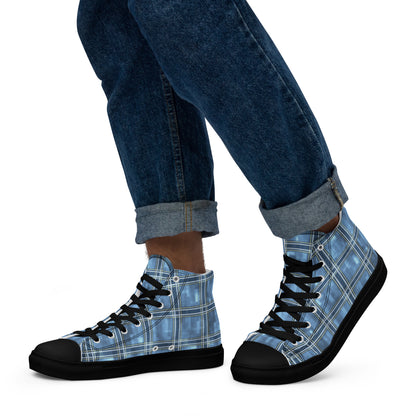 Men’s High Top Canvas Shoes Windward Blue Plaid