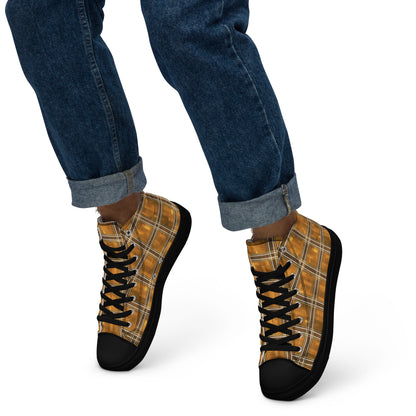 Men’s High Top Canvas Shoes Chardonnay Plaid