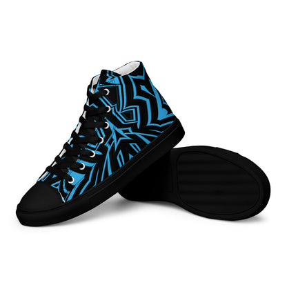 Men’s High Top Canvas Shoes Blue Abstract Geometric