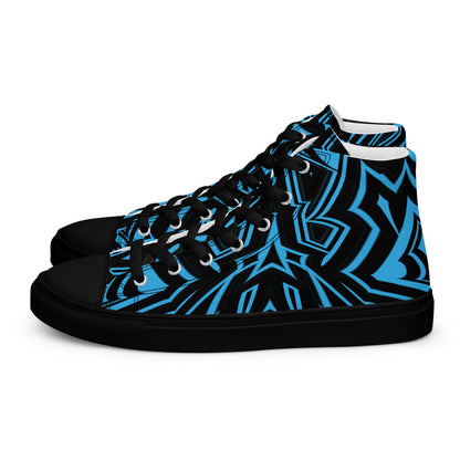 Men’s High Top Canvas Shoes Blue Abstract Geometric