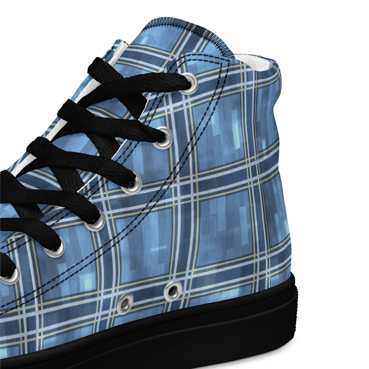 Men’s High Top Canvas Shoes Windward Blue Plaid