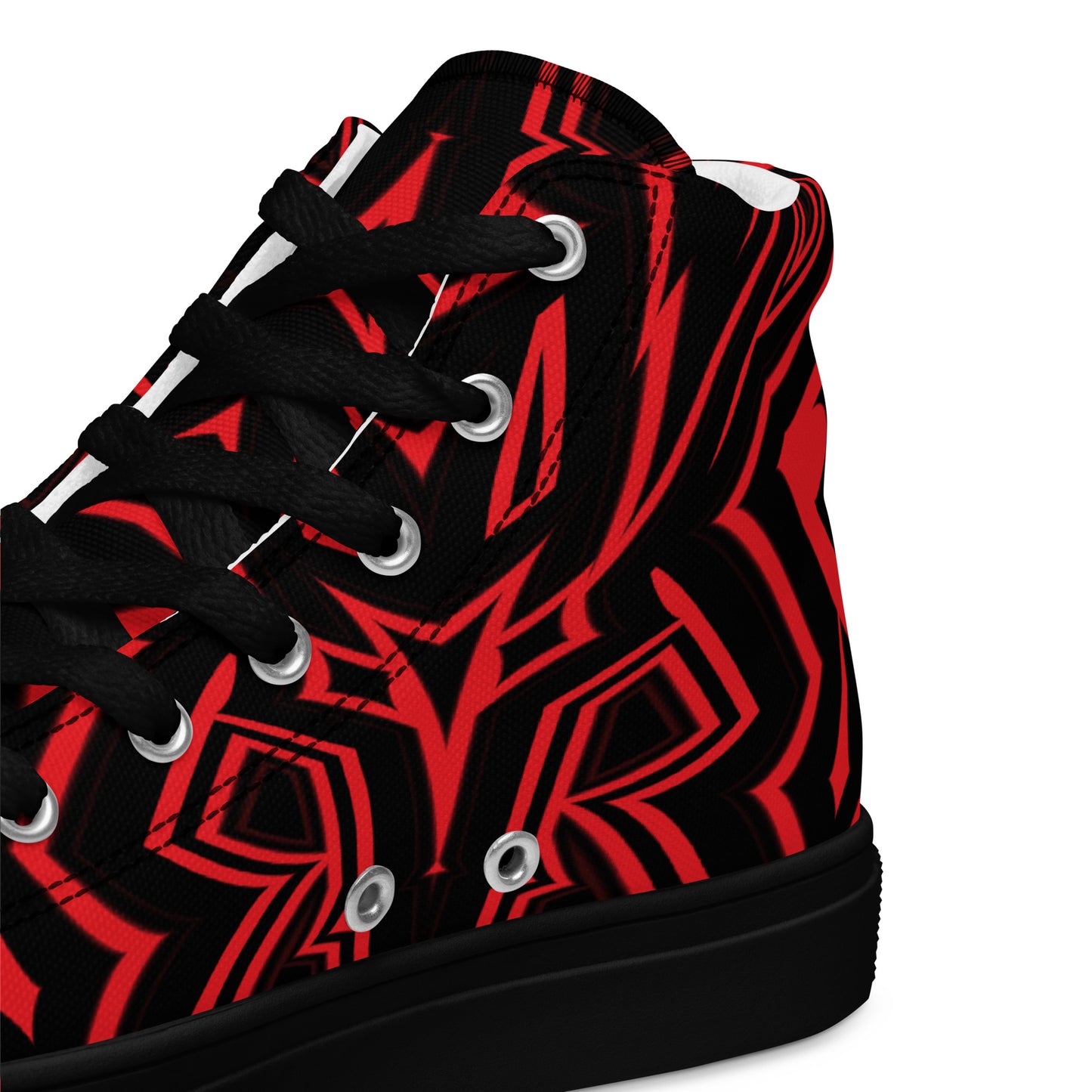 Men’s High Top Canvas Shoes Red Abstract Geometric