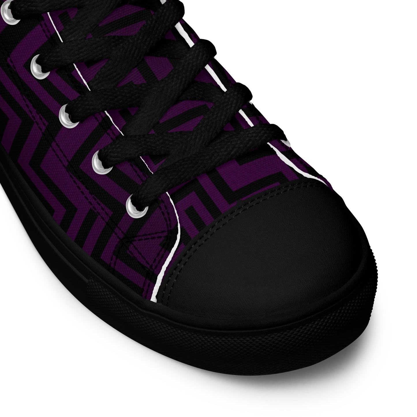 Men’s High Top Canvas Shoes Purple & Black Zig Zag Print