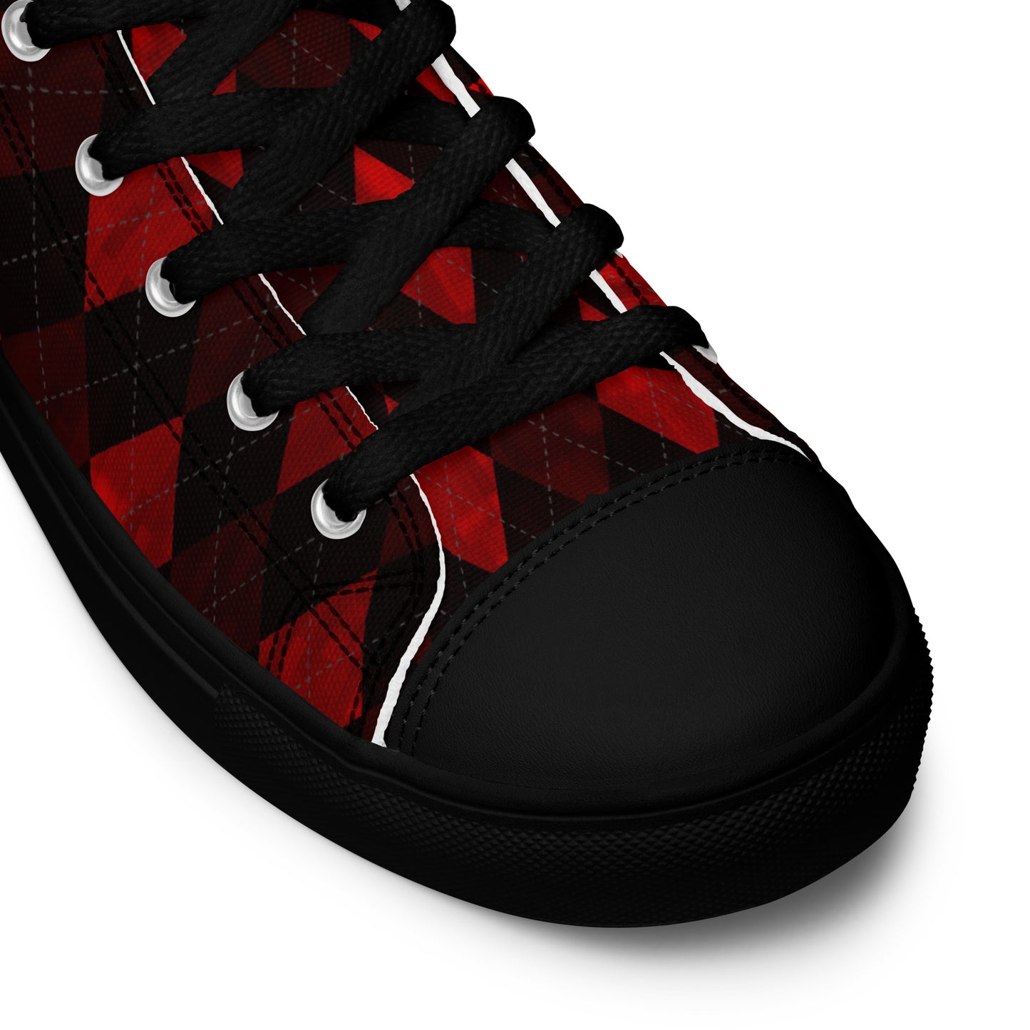 Men’s High Top Canvas Shoes Red Argyle