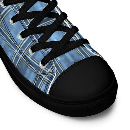 Men’s High Top Canvas Shoes Windward Blue Plaid