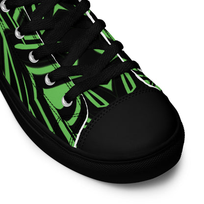 Men’s High Top Canvas Shoes Green Abstract Geometric