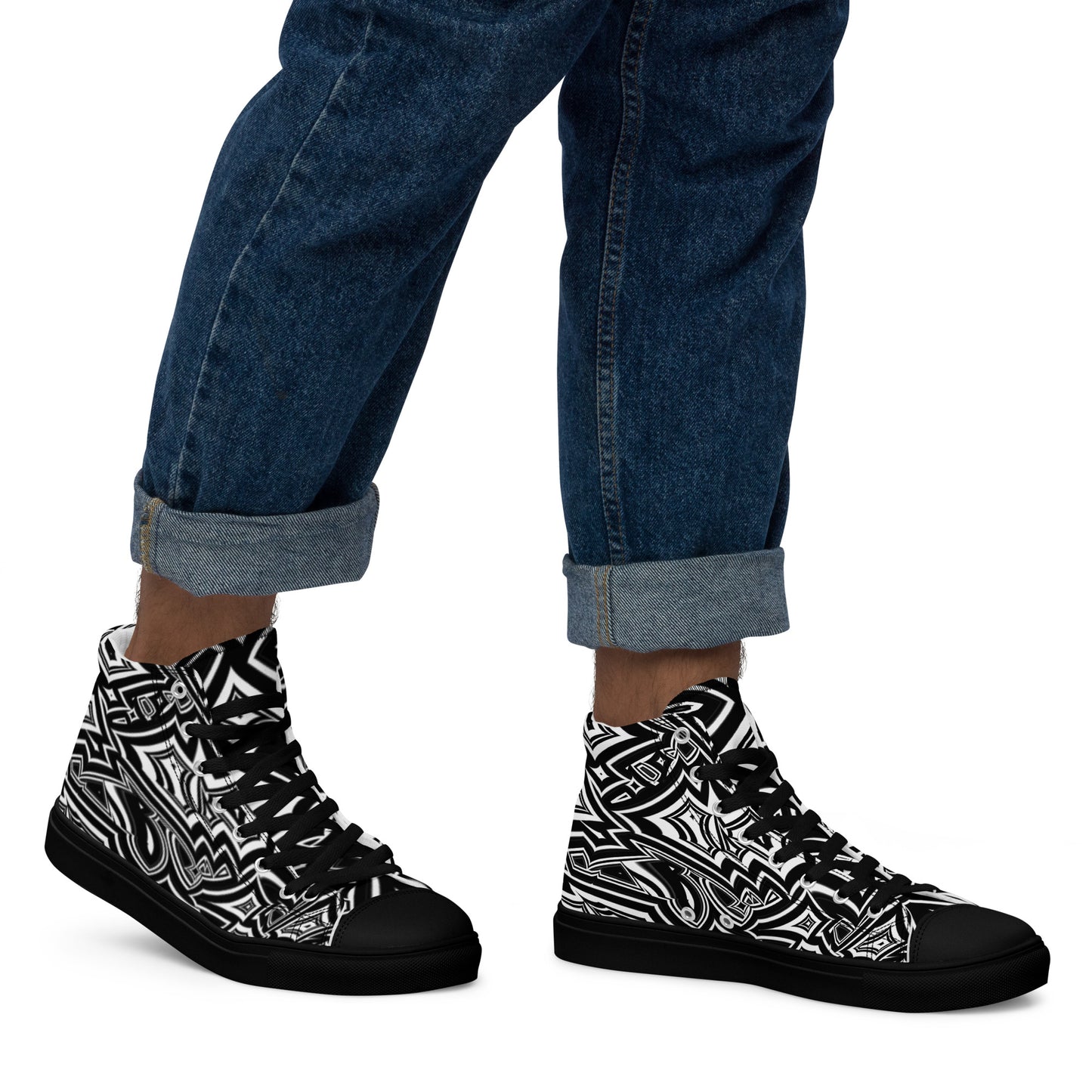 Men’s High-Top Canvas Shoes Abstract Geometries