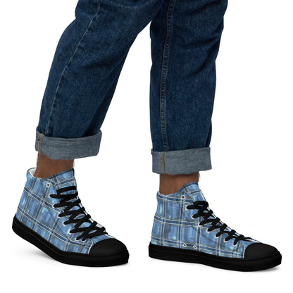 Men’s High Top Canvas Shoes Windward Blue Plaid