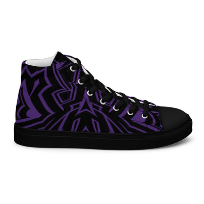 Men’s High Top Canvas Shoes Indigo Abstract Geometric