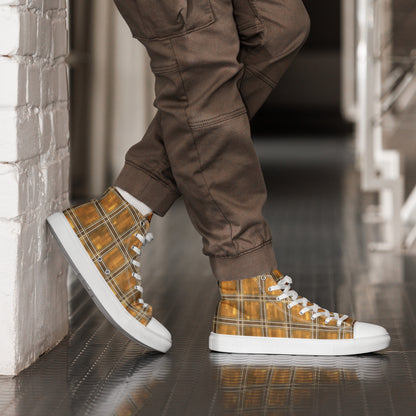 Men’s High Top Canvas Shoes Chardonnay Plaid